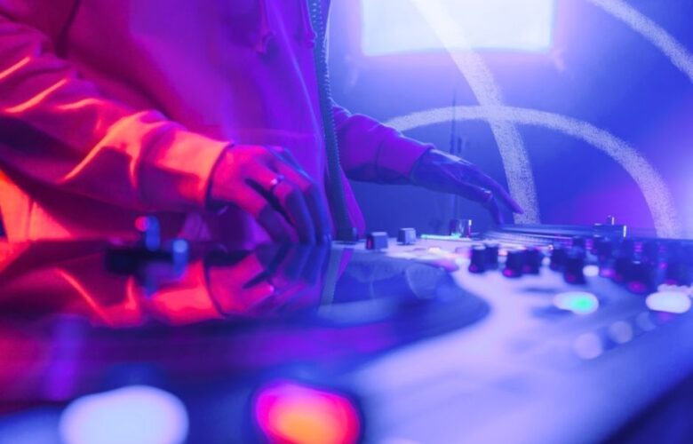 DJ playing the decks at Lancashire Mind's Club Feelgood event